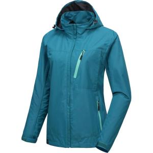 imageLittle Donkey Andy Womens Waterproof Rain Jacket with Hood Breathable Lightweight Windbreaker Rain Shell CoatA5harbor Blue