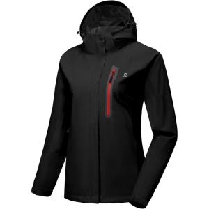 imageLittle Donkey Andy Womens Waterproof Rain Jacket with Hood Breathable Lightweight Windbreaker Rain Shell CoatB1blackBlack