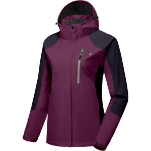 imageLittle Donkey Andy Womens Waterproof Rain Jacket with Hood Breathable Lightweight Windbreaker Rain Shell CoatB3purpleDeep Purple