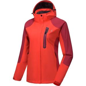imageLittle Donkey Andy Womens Waterproof Rain Jacket with Hood Breathable Lightweight Windbreaker Rain Shell CoatB5 Fluorescent RedWine Red