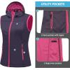 imageLittle Donkey Andy Womens Lightweight Softshell Vest Windproof Sleeveless Jacket for Running Hiking TravelPurple With Hood