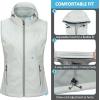 imageLittle Donkey Andy Womens Lightweight Softshell Vest Windproof Sleeveless Jacket for Running Hiking TravelWhite With Hood