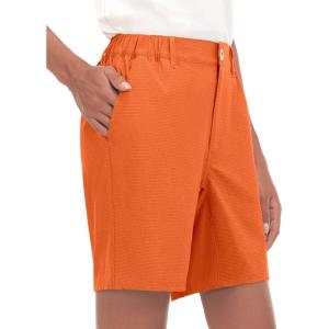 imageLittle Donkey Andy 8 Inch Inseam Golf Shorts for Women Quick Dry Lightweight Shorts for Hiking Travel Casual7 Orange