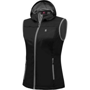 imageLittle Donkey Andy Womens Lightweight Softshell Vest Windproof Sleeveless Jacket for Running Hiking TravelBlackwith Hood