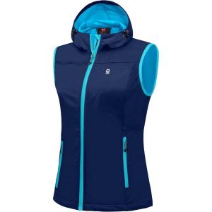 imageLittle Donkey Andy Womens Lightweight Softshell Vest Windproof Sleeveless Jacket for Running Hiking TravelBlue With Hood