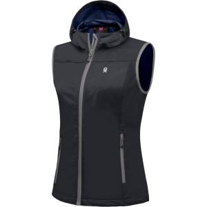 imageLittle Donkey Andy Womens Lightweight Softshell Vest Windproof Sleeveless Jacket for Running Hiking TravelDark Grey With Hood