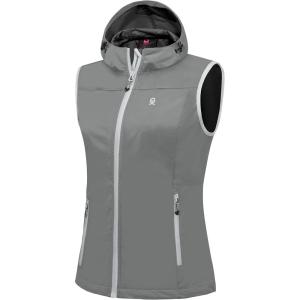imageLittle Donkey Andy Womens Lightweight Softshell Vest Windproof Sleeveless Jacket for Running Hiking TravelGray With Hood