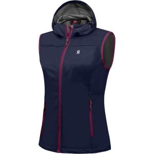 imageLittle Donkey Andy Womens Lightweight Softshell Vest Windproof Sleeveless Jacket for Running Hiking TravelNavy Blue With Hood