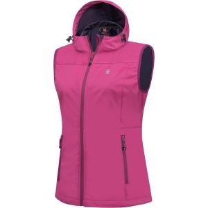 imageLittle Donkey Andy Womens Lightweight Softshell Vest Windproof Sleeveless Jacket for Running Hiking TravelRose With Hood