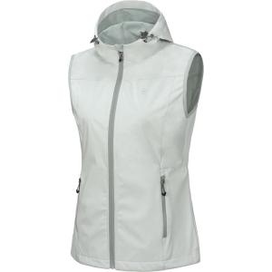 imageLittle Donkey Andy Womens Lightweight Softshell Vest Windproof Sleeveless Jacket for Running Hiking TravelWhite With Hood