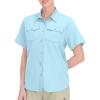 imageLittle Donkey Andy Womens Stretch Quick Dry UPF50 Short Sleeve Shirt for Hiking Travel Camping04 Blue