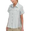 imageLittle Donkey Andy Womens Stretch Quick Dry UPF50 Short Sleeve Shirt for Hiking Travel CampingGlacier Gray
