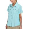 imageLittle Donkey Andy Womens Stretch Quick Dry UPF50 Short Sleeve Shirt for Hiking Travel CampingLight Blue