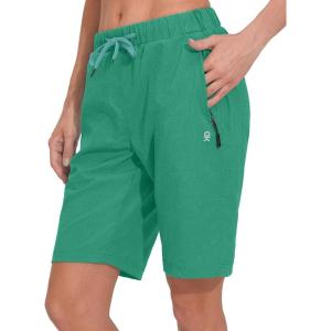 imageLittle Donkey Andy Womens Lightweight Breathable Hiking Shorts QuickDry Golf Shorts with Zipper Pockets AirHoles TechHolly Green Heather