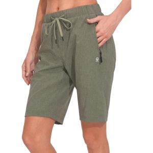 imageLittle Donkey Andy Womens Lightweight Breathable Hiking Shorts QuickDry Golf Shorts with Zipper Pockets AirHoles TechLoden Green Heather