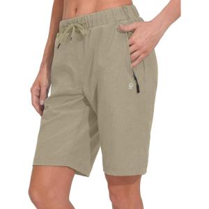 imageLittle Donkey Andy Womens Lightweight Breathable Hiking Shorts QuickDry Golf Shorts with Zipper Pockets AirHoles TechSpray Green Heather