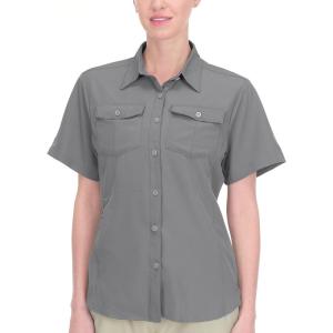 imageLittle Donkey Andy Womens Stretch Quick Dry UPF50 Short Sleeve Shirt for Hiking Travel Camping07 Steel Grey