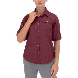 imageLittle Donkey Andy Womens UPF 50 UV Protection Shirt Long Sleeve Fishing Shirt Breathable and Fast DryCdark Red