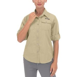 imageLittle Donkey Andy Womens UPF 50 UV Protection Shirt Long Sleeve Fishing Shirt Breathable and Fast DryCkhaki