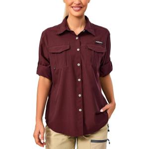 imageLittle Donkey Andy Womens UPF 50 UV Protection Shirt Long Sleeve Fishing Shirt Breathable and Fast DryRed Dahlia