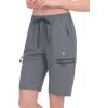 imageLittle Donkey Andy Womens Ultra Stretch Quick Dry Lightweight Bermuda Shorts Drawstring Zipper Pocket Hiking Travel WorkoutA02 Gray