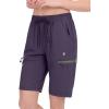 imageLittle Donkey Andy Womens Ultra Stretch Quick Dry Lightweight Bermuda Shorts Drawstring Zipper Pocket Hiking Travel WorkoutA13 Dark Purple