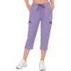 imageLittle Donkey Andy Womens UltraStretch Quick Dry Lightweight Ankle Pants Drawstring Active Travel HikingB12 Light Purple Capri Pants