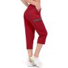 imageLittle Donkey Andy Womens UltraStretch Quick Dry Lightweight Ankle Pants Drawstring Active Travel HikingB7 Red Capri Pants