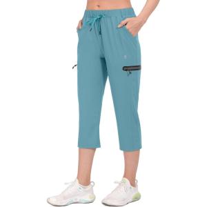 imageLittle Donkey Andy Womens UltraStretch Quick Dry Lightweight Ankle Pants Drawstring Active Travel HikingB10 Milky Blue Capri Pants