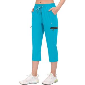 imageLittle Donkey Andy Womens UltraStretch Quick Dry Lightweight Ankle Pants Drawstring Active Travel HikingB11 Blue Atoll Capri Pants