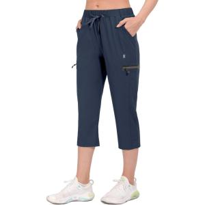 imageLittle Donkey Andy Womens UltraStretch Quick Dry Lightweight Ankle Pants Drawstring Active Travel HikingB3 Navy Blue Capri Pants