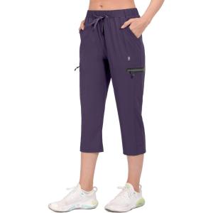 imageLittle Donkey Andy Womens UltraStretch Quick Dry Lightweight Ankle Pants Drawstring Active Travel HikingB4 Dark Purple Capri Pants