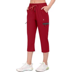 imageLittle Donkey Andy Womens UltraStretch Quick Dry Lightweight Ankle Pants Drawstring Active Travel HikingB7 Red Capri Pants