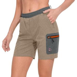 imageLittle Donkey Andy Womens 7 Inches Quick Dry Golf Shorts Stretch Athletic Shorts with Liner LaserCutting PocketsKhaki Heather