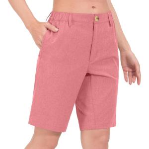 imageLittle Donkey Andy Womens Bermuda Quick Dry Lightweight Stretch Shorts Golf Hiking TravelA Rose Red Heather