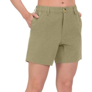 imageLittle Donkey Andy Womens Bermuda Quick Dry Lightweight Stretch Shorts Golf Hiking TravelOliver Green Heather