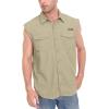 imageLittle Donkey Andy Mens UPF 50 UV Protection Shirt Short Sleeve Fishing Shirt Breathable and Fast DryDetachable Sleevespale Khaki