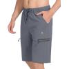 imageLittle Donkey Andy Mens UltraStretch Quick Dry Lightweight Bermuda Shorts Drawstring Zipper Pocket Hiking Travel GolfGray