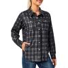 imageLittle Donkey Andy Womens Stretch Quick Dry UPF50 Long Sleeve Shirt for Hiking Travel CampingBlack Plaid