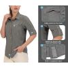 imageLittle Donkey Andy Womens UPF 50 UV Protection Shirt Breathable Long Sleeve Fishing Hiking Shirt AirHoles TechCarbon Heather