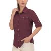 imageLittle Donkey Andy Womens UPF 50 UV Protection Shirt Breathable Long Sleeve Fishing Hiking Shirt AirHoles TechDark Red Heather