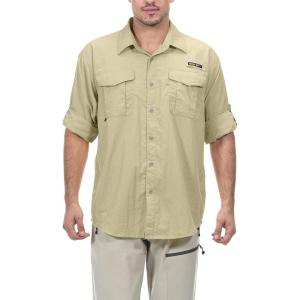imageLittle Donkey Andy Mens UPF 50 UV Protection Shirt Short Sleeve Fishing Shirt Breathable and Fast DryBeige