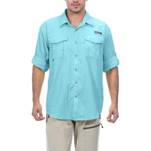 imageLittle Donkey Andy Mens UPF 50 UV Protection Shirt Short Sleeve Fishing Shirt Breathable and Fast DryBlue