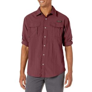 imageLittle Donkey Andy Mens UPF 50 UV Protection Shirt Short Sleeve Fishing Shirt Breathable and Fast DryDark Red