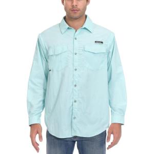 imageLittle Donkey Andy Mens UPF 50 UV Protection Shirt Short Sleeve Fishing Shirt Breathable and Fast DryDetachable Sleeveslight Blue