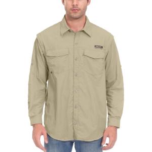 imageLittle Donkey Andy Mens UPF 50 UV Protection Shirt Short Sleeve Fishing Shirt Breathable and Fast DryDetachable Sleevespale Khaki