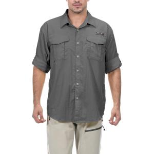 imageLittle Donkey Andy Mens UPF 50 UV Protection Shirt Short Sleeve Fishing Shirt Breathable and Fast DryGray