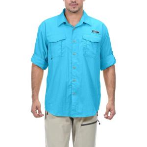 imageLittle Donkey Andy Mens UPF 50 UV Protection Shirt Short Sleeve Fishing Shirt Breathable and Fast DrySea Blue