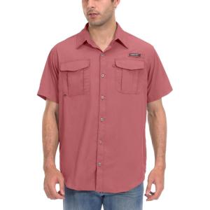 imageLittle Donkey Andy Mens UPF 50 UV Protection Shirt Short Sleeve Fishing Shirt Breathable and Fast DryWatermelon Red
