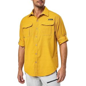 imageLittle Donkey Andy Mens UPF 50 UV Protection Shirt Short Sleeve Fishing Shirt Breathable and Fast DryYolk Yellow